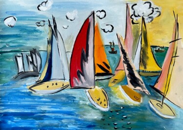 Painting titled "Regattas" by Mariia Fedorova, Original Artwork, Oil