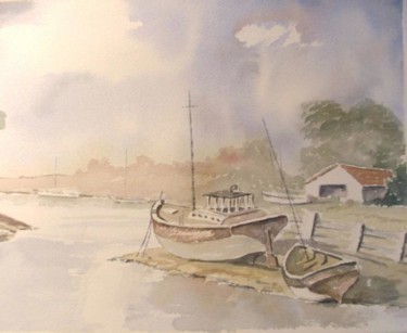 제목이 "A quai le long du l…"인 미술작품 Titi D'Avril로, 원작, 수채화