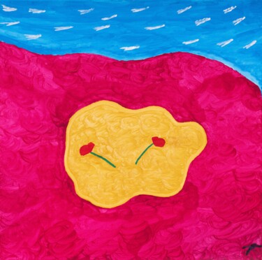 Malerei mit dem Titel "Zwei Rosen im Himmel" von Lukas Walcher, Original-Kunstwerk, Acryl