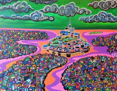 绘画 标题为“Mont Saint-Michel p…” 由Kaël, 原创艺术品, 丙烯 安装在木质担架架上
