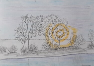 图画 标题为“Soleil coincé dans…” 由Iakim, 原创艺术品, 铅笔