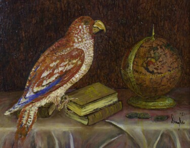 Unknown Jamaican Parrot - after the only known description.. Painting titled "Unknown Jamaican Pa…" by Douglas Black, Original Artwork, Oil