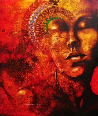 Peinture intitulée "Regard du sage" par Abdoul Sow (Docart), Œuvre d'art originale, Acrylique Monté sur Châssis en bois
