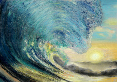 Wave at sunset(pastel) Рисунок под названием "Wave at sunset(past…" - Elena Petrova, Подлинное произведение искусства, Пастель