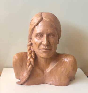 Sculpture titled "EMMA terre cuite" by Denis Thebaudeau, Original Artwork, Terra cotta