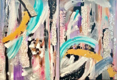 Textures Overflow ,Art set of 2 canvases Painting titled "Textures Overflow ,…" by Margarita Glambert, Original Artwork, Acrylic Mounted on Wood Stretcher frame