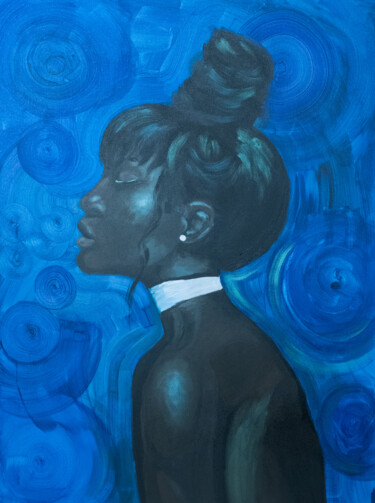 Afro american woman figurative contemporary portrait on a b Malerei mit dem Titel "Afro american woma…" von Alina Odwyer, Original-Kunstwerk, Acryl