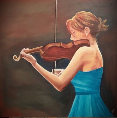 keman çalan kız, violinist Schilderij getiteld "keman çalan kız, vi…" door Gülay Şimşek, Origineel Kunstwerk, pigmenten