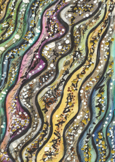 Peinture intitulée "Rivière" par Nicolas Bernié, Œuvre d'art originale, Acrylique