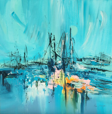Peinture intitulée "Bateaux de pêche" par Âme Sauvage, Œuvre d'art originale, Acrylique Monté sur Châssis en bois