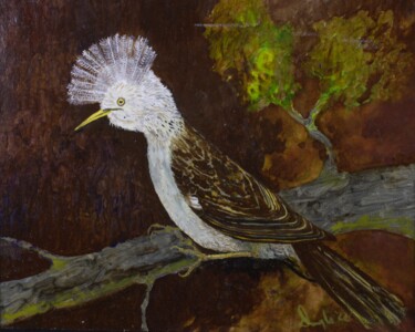 Bourbon Crested Starling, after a painting by... Peinture intitulée "Bourbon Crested Sta…" par Douglas Black, Œuvre d'art originale, Huile
