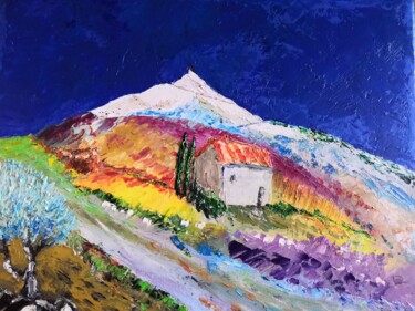 Painting titled "Le ventoux" by Jean Christophe Damour, Original Artwork, Oil