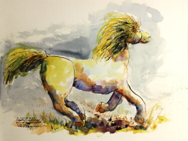 Cheval en mosaïculture bois de Coulonge à Québec 图画 标题为“Cheval en mosaïcult…” 由René Blanchet, 原创艺术品, 墨