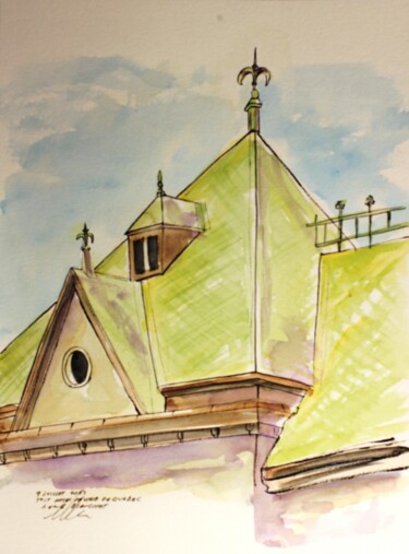 Toit de l'hôtel de ville de Québec Dessin intitulée "Toit de l'hôtel de…" par René Blanchet, Œuvre d'art originale, Encre