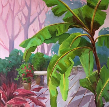 Peinture intitulée "Banana tree" par Anna Bogushevskaya, Œuvre d'art originale, Huile Monté sur Châssis en bois