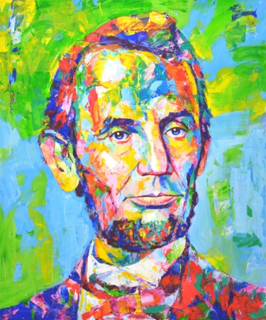 Abraham Lincoln Peinture intitulée "Abraham Lincoln" par Iryna Kastsova, Œuvre d'art originale, Acrylique Monté sur Châssis en bois