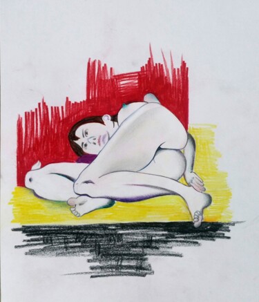 Tekening getiteld "Woman, rear view" door Lynda Rosemarie Stevens, Origineel Kunstwerk, Potlood