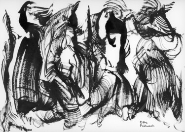 Die Brautjungfern-The Bridesmaids- Les demoiselles d'honneur 绘画 标题为“Die Brautjungfern-T…” 由Otto Frühwach, 原创艺术品, 墨