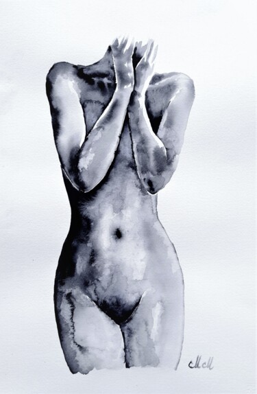 Painting titled "Female beauty IV" by Mateja Marinko, Original Artwork, Watercolor