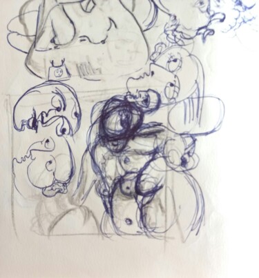 Peinture intitulée "Études Cubisme" par Sam Keusseyan, Œuvre d'art originale, Crayon