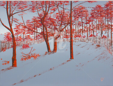 Painting titled "PIns, Bassin d'Arca…" by Christian Naura, Original Artwork, Oil Mounted on Wood Stretcher frame
