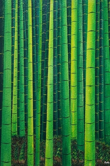Painting titled "bamboo grove2" by So Hyon Kim, Original Artwork, Acrylic