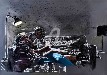 Malerei mit dem Titel "Bientôt l'hiver" von Laurence Fauchart, Original-Kunstwerk, Marker