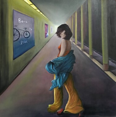 Pintura intitulada "Subway" por Cécile Dinge, Obras de arte originais, Óleo Montado em Armação em madeira