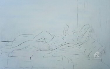 Dessin intitulée "Alexandra allongé s…" par Roberto Urbano, Œuvre d'art originale, Crayon