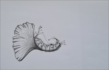 图画 标题为“Lazy larva” 由Jan Schrijver, 原创艺术品, 墨