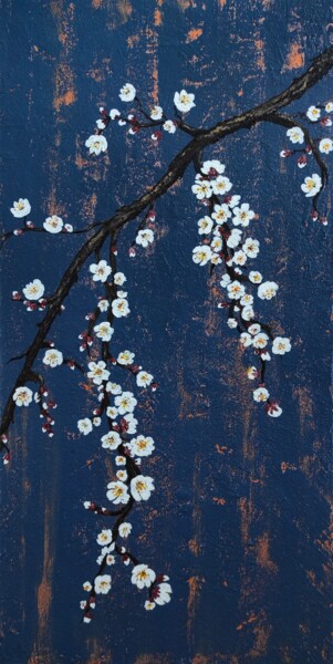 White blossom Ζωγραφική με τίτλο "White blossom" από Yuliia Khazova, Αυθεντικά έργα τέχνης, Ακρυλικό Τοποθετήθηκε στο Ξύλινο φορείο σκελετό
