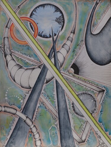 Painting titled "COLONISATION (AQUAR…" by Jean-Yves Zilio (Anje Sevy), Original Artwork, Watercolor