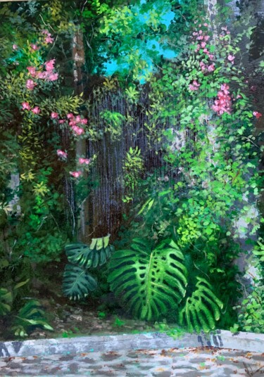 Malerei mit dem Titel "Rincón del jardín I…" von Juan José Molina Gallardo, Original-Kunstwerk, Öl
