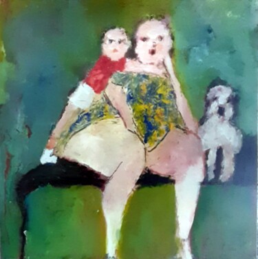 绘画 标题为“Maman poule” 由Robert Charles, 原创艺术品, 油 安装在纸板上