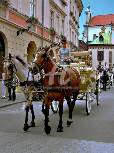 Europe - Horse Cart with Tourist Photographie intitulée "Europe - Horse Cart…" par Clement Tsang, Œuvre d'art originale, Photographie numérique