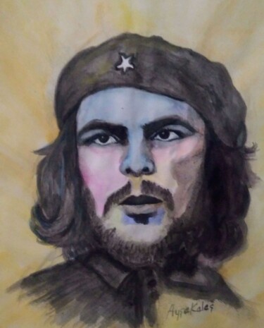 Drawing titled "CHE  GUEVARA ANISINA" by Ayşe Keleş, Original Artwork, Watercolor