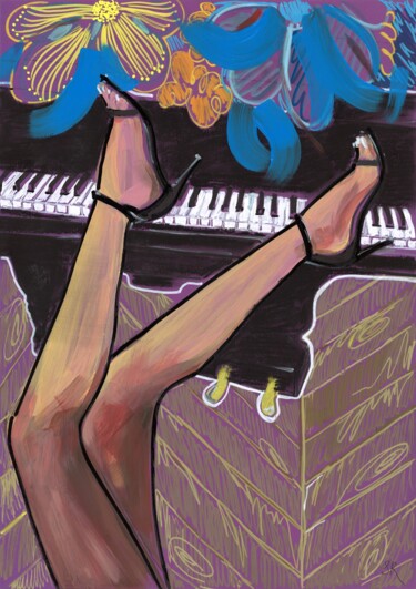 PIANO GIRL 图画 标题为“PIANO GIRL” 由Sasha Robinson, 原创艺术品, 丙烯