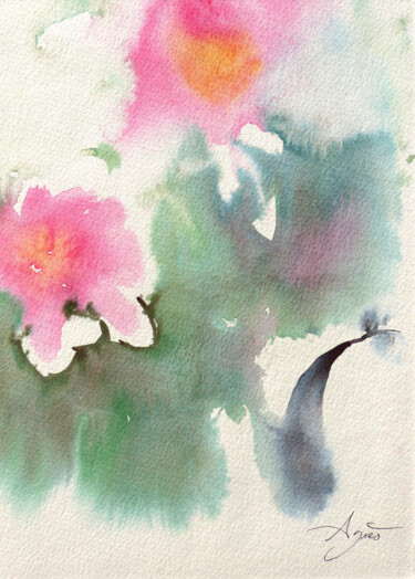 绘画 标题为“Une ombre sous les…” 由Agnès Grégis (Au pinceau dansant), 原创艺术品, 水彩