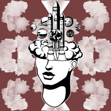 数字艺术 标题为“Cabeça explosiva” 由Gabriela Radiante, 原创艺术品, 数字油画