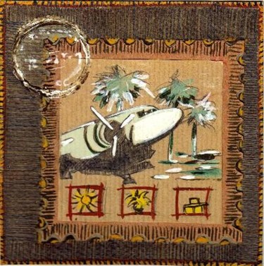 Peinture intitulée "L'AVION" par Catherine Suchocka, Œuvre d'art originale