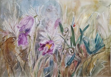 Peinture intitulée "Flowers on Bakota" par Tatiana Gliadchenko, Œuvre d'art originale, Aquarelle