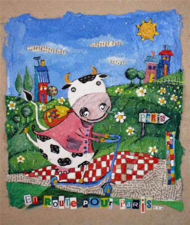 Peinture intitulée "EN ROUTE POUR PARIS" par Catherine Suchocka, Œuvre d'art originale
