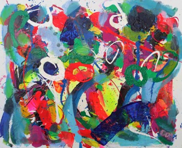 Peinture intitulée "Samulnori" par Doam, Œuvre d'art originale, Acrylique Monté sur Châssis en bois