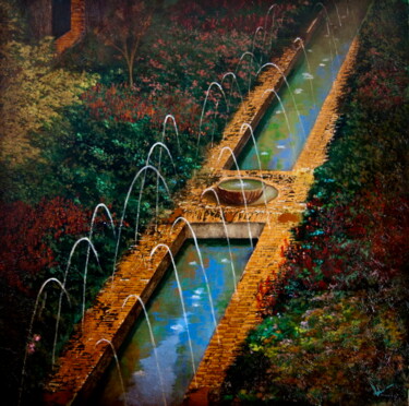 Painting titled "Jardín del Generali…" by Juan José Molina Gallardo, Original Artwork, Oil