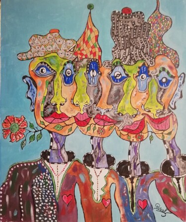 Peinture intitulée "4/5... garçons dans…" par Pascal 5, Œuvre d'art originale, Acrylique Monté sur Châssis en bois