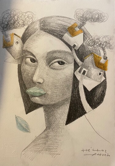 图画 标题为“Mujer III” 由Hector Acevedo, 原创艺术品, 铅笔