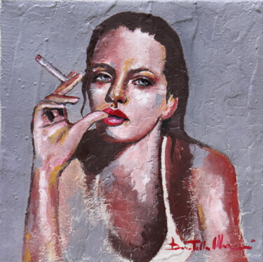 제목이 "Thinking"인 미술작품 Donatella Marraoni로, 원작, 기름