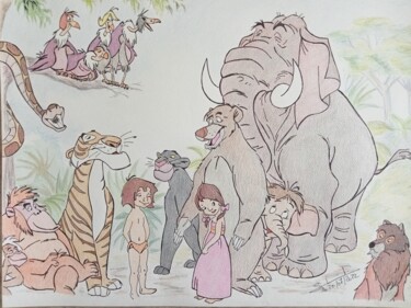 Illustration du dessin animé Le livre de la jungle réalisé a 제목이 "Illustration du des…"인 그림 Gilles Staub (LeCrayonAgile)로, 원작, 연필