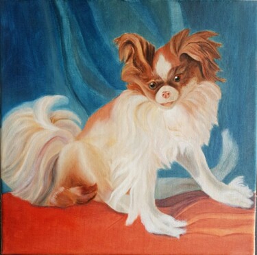 Chien moqueur (copie de tableau de J.B. Huet "Favorite) Peinture intitulée "Chien moqueur (copi…" par Yulia Pelevina, Œuvre d'art originale, Huile