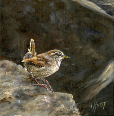 Peinture intitulée "Wren" par Una Hurst, Œuvre d'art originale, Huile